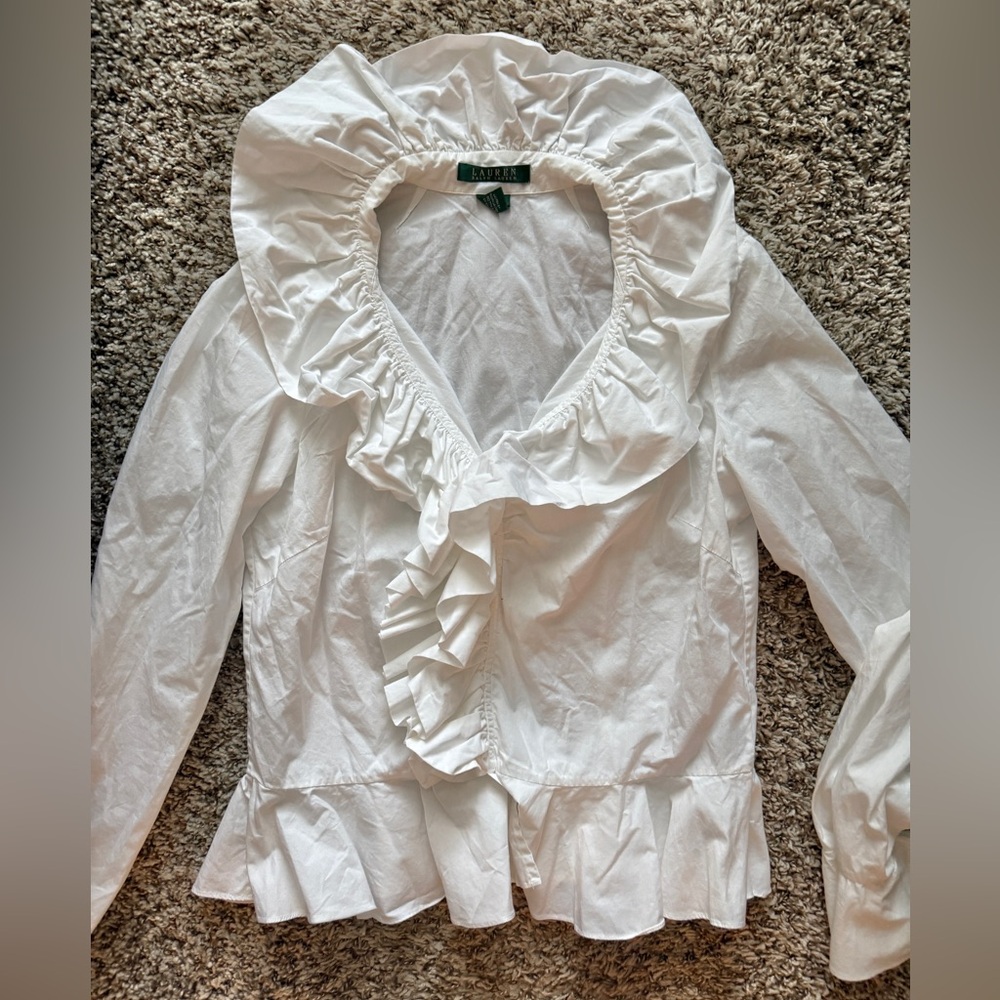 Ralph Lauren White Ruffled Women's Top